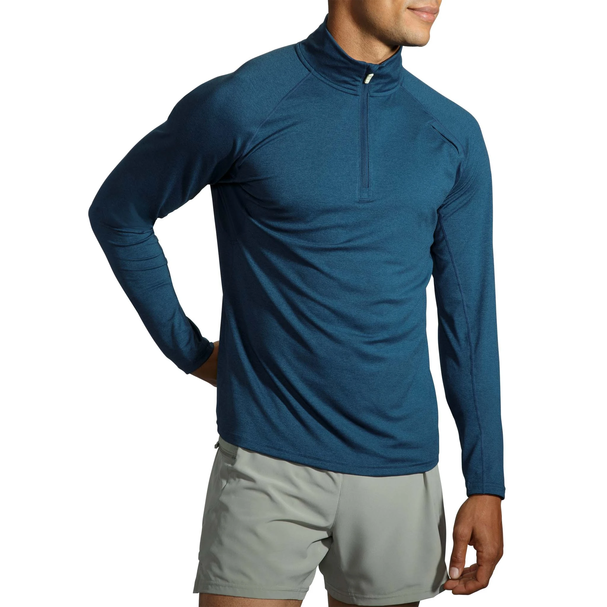 Brooks | Men's Dash 1/2 Zip - Heather Indigo Rush - Image 3