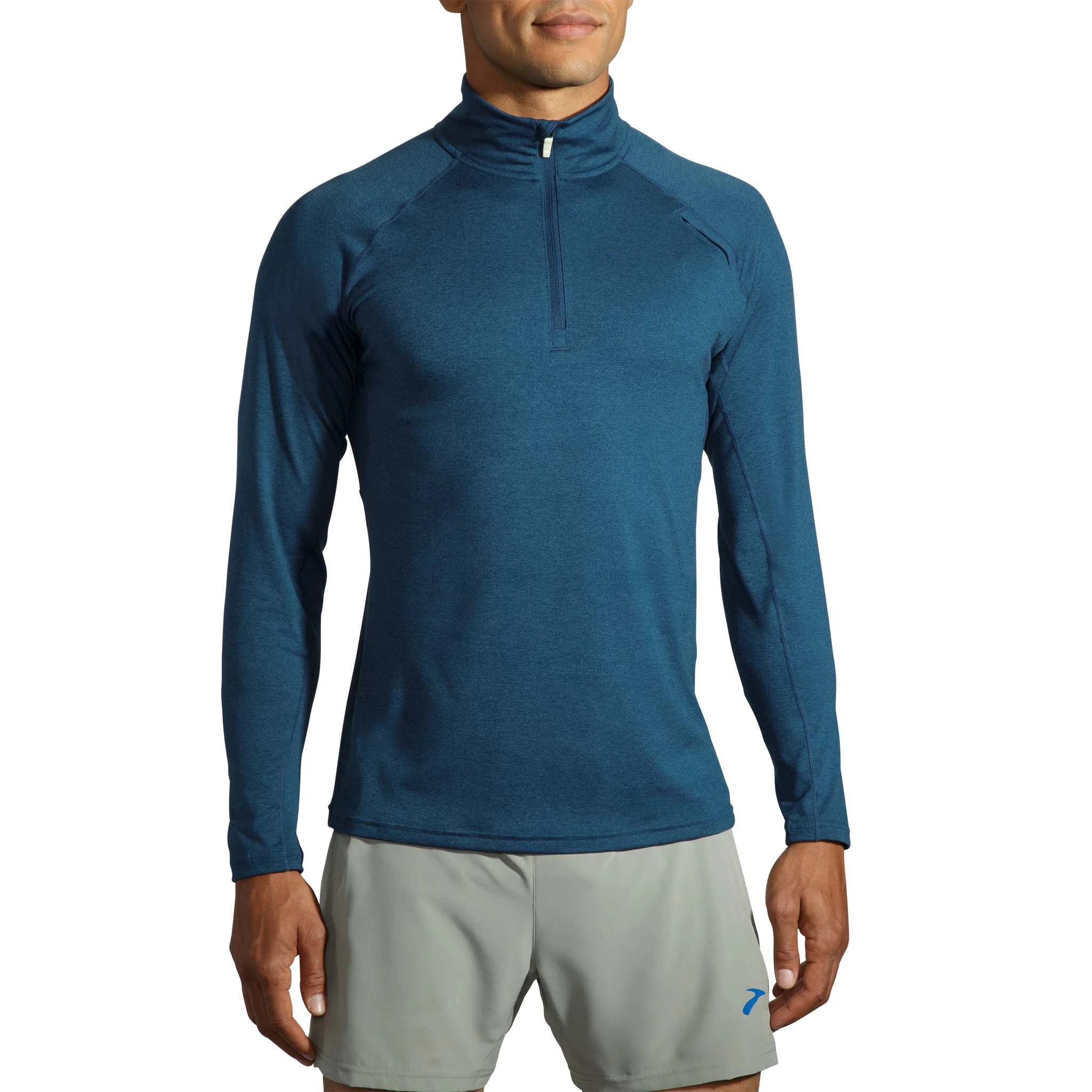 Brooks | Men's Dash 1/2 Zip - Heather Indigo Rush - Image 2