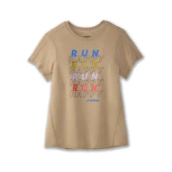 Brooks | Women's Distance Graphic Short Sleeve Tee - Heather Oatmeal