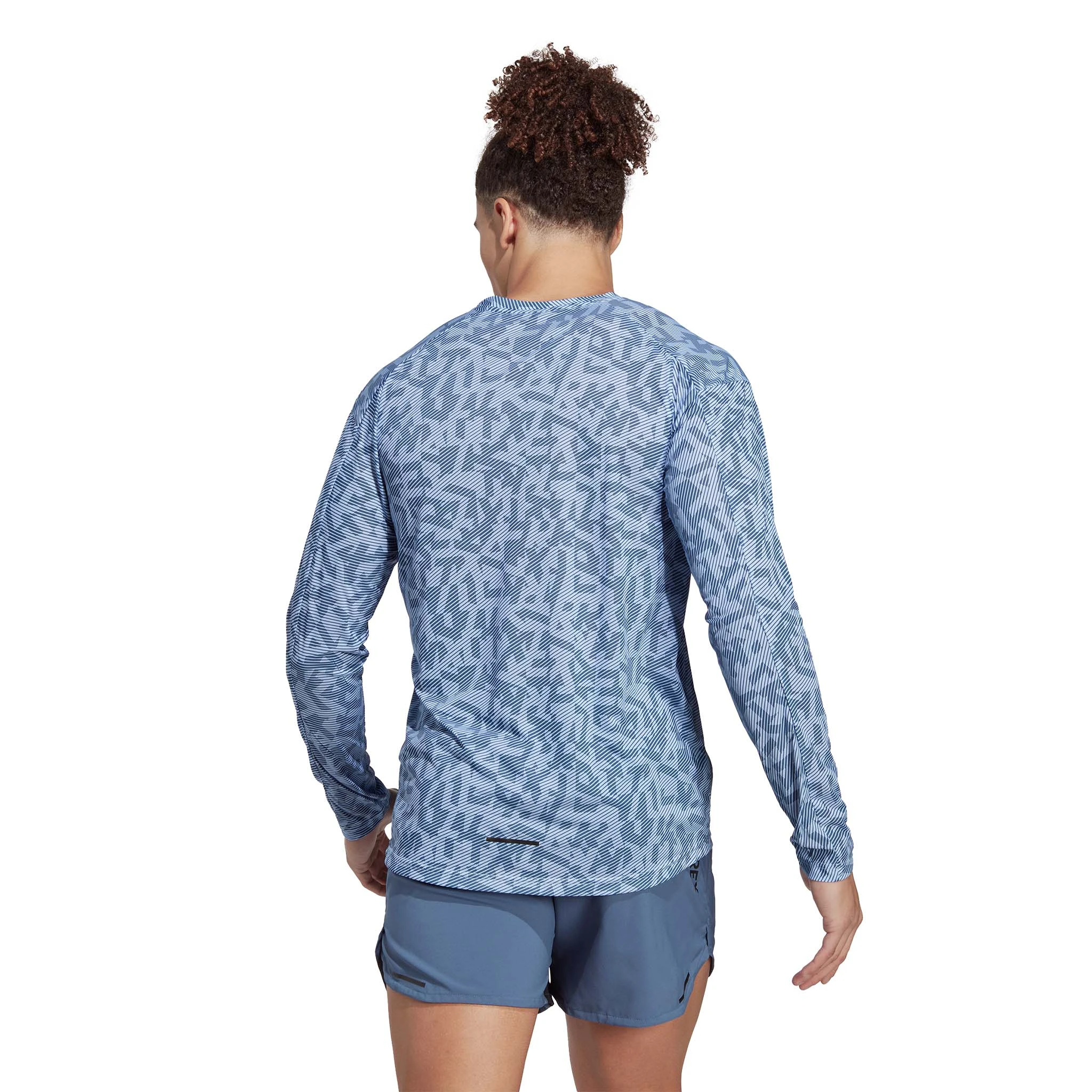 Adidas | Men's Terrex Primeblue Trail Graphic Longsleeve - Blue Dawn - Image 3